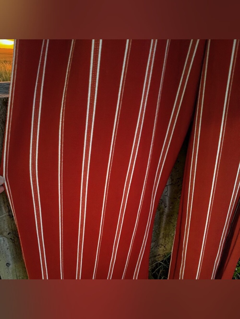 Mia Rose Striped Rusty Red Wrap Jumpsuit with Tie Waist Size 2x - Picture 4 of 4